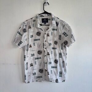 White and Green Patterned Men's Shirt